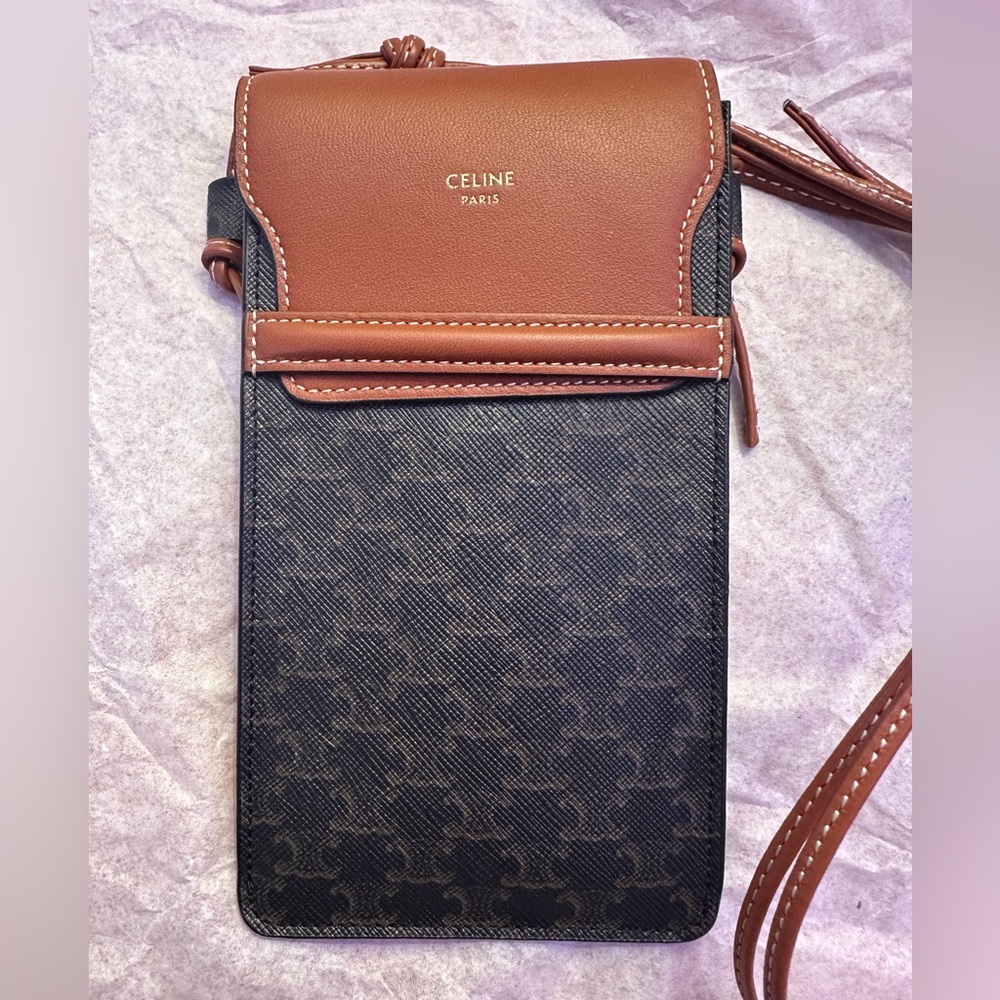 CELINE CROSSBODY WITH FLAP IN TRIOMPHE CANVAS AND LAMBSKIN